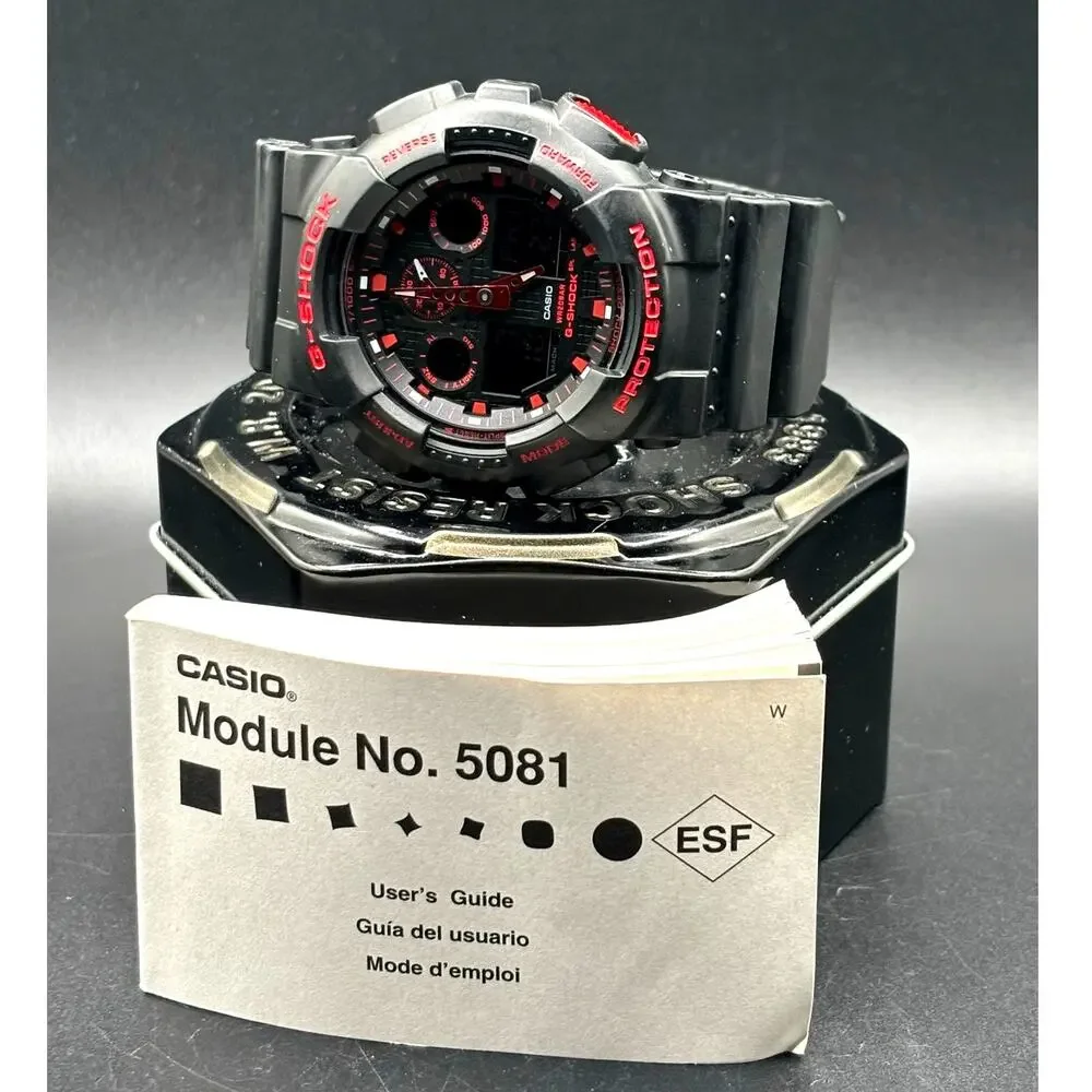 Casio G-Shock GA100BNR-1A Black Red Analog Digital Men's Watch